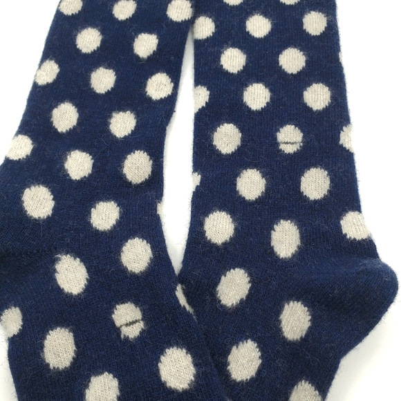 B. Ella Dots Blue White Socks Wool Cashmere Angora Bea Ladies 9-11 Imperfect - Picture 3 of 5